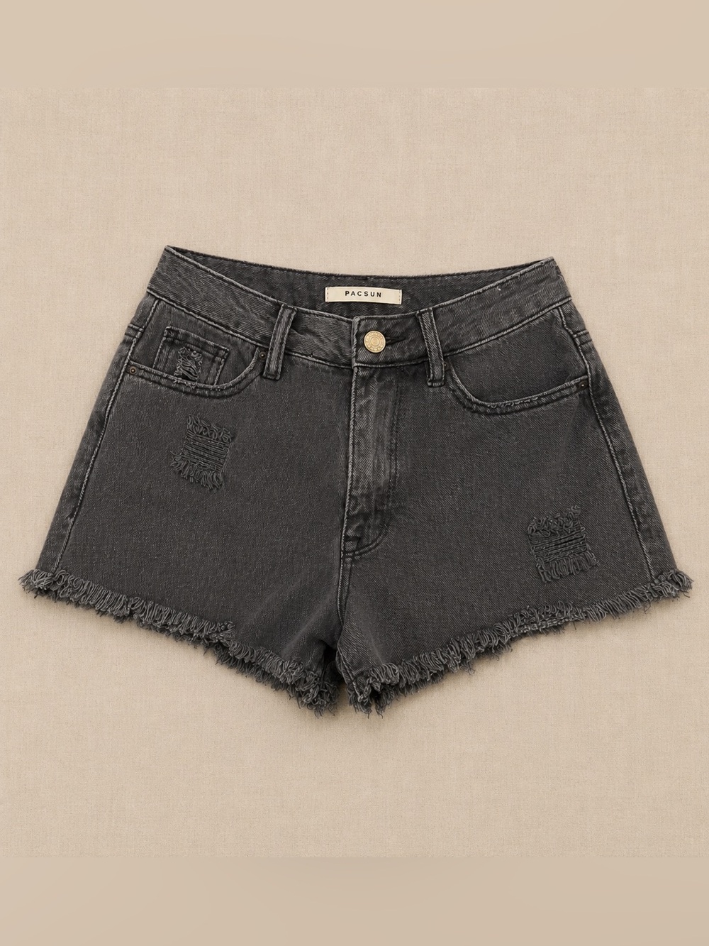High-Rise Cheeky Frayed Cotton Shorts Size 00 (22)